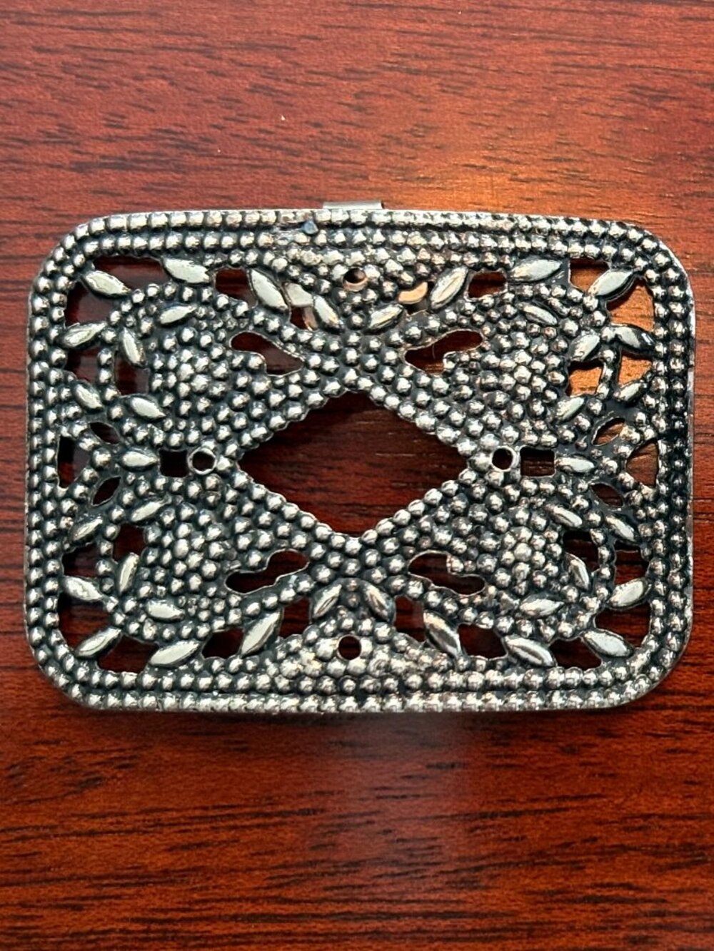 Antique French cut steel shoe buckles w/ ornate filigree design
